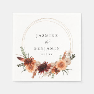 Rustic Earth & Champagne Florals Name Serviette