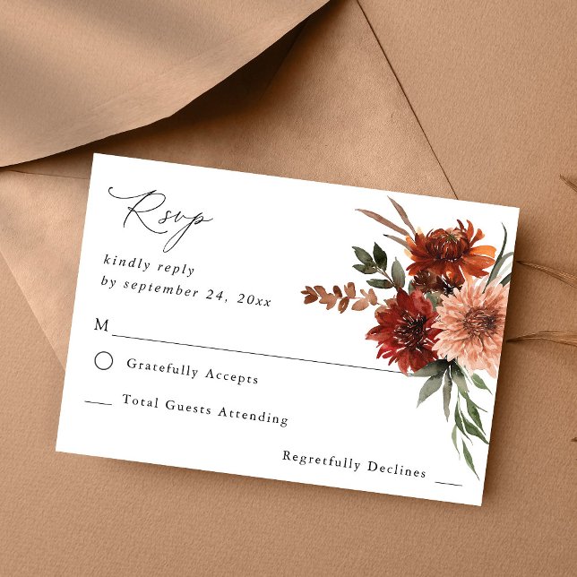 Rustic Earth & Champagne Florals on Meal UAWG 2 RSVP Karte (Von Creator hochgeladen)