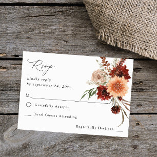 Rustic Earth & Champagne Florals on Meal UAWG RSVP Karte