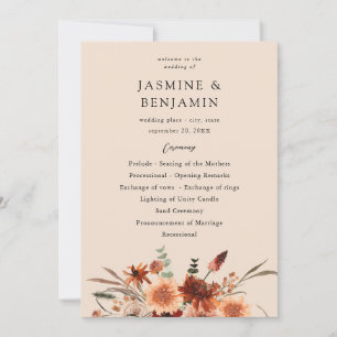 Rustic Earth & Champagne Florals Programme de mari