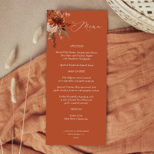 Rustic Earth & Champagne Florals - Terracotta Menu Menükarte
