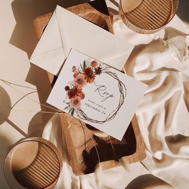 Rustic Earth & Champagne Florals w Meal UAWG 2 RSVP Karte (Von Creator hochgeladen)