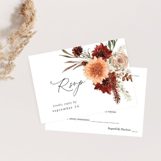 Rustic Earth & Champagne Florals w Meal UAWG RSVP Karte (Von Creator hochgeladen)