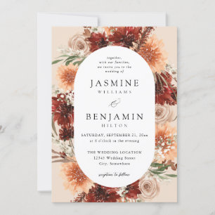 Rustic Earth & Champagne Florals Wedbeige Einladung