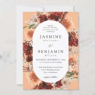 Rustic Earth & Champagne Florals Wedding- Peach Einladung