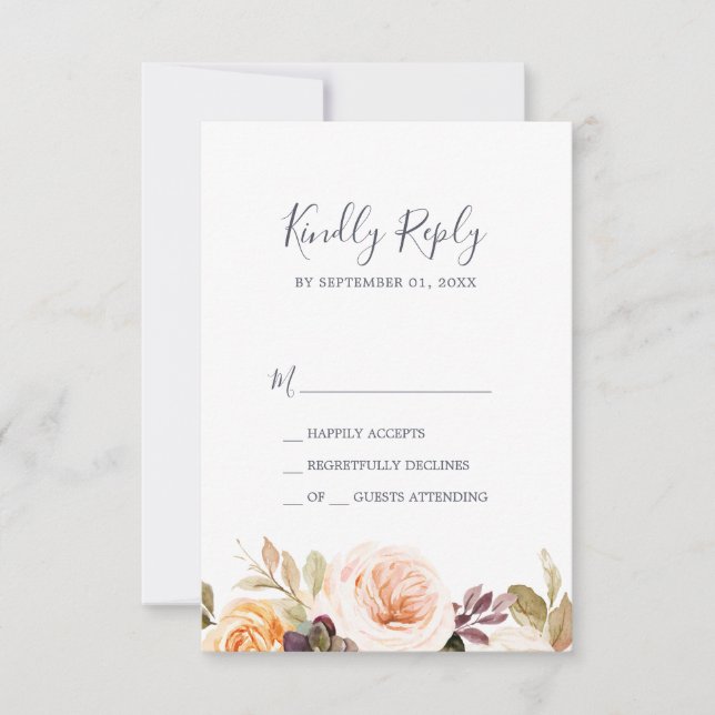 Rustic Earth Florals Carte RSVP simple (Devant)