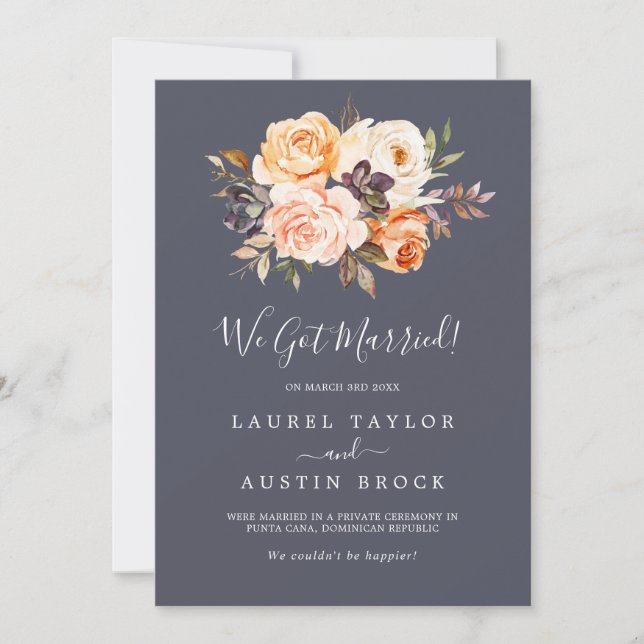 Rustic Earth Florals Faire-part Elopement violet (Devant)
