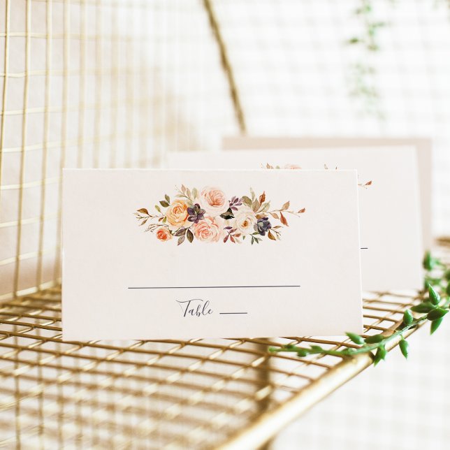Rustic Earth Florals Flat Wedding Platzkarte (Von Creator hochgeladen)