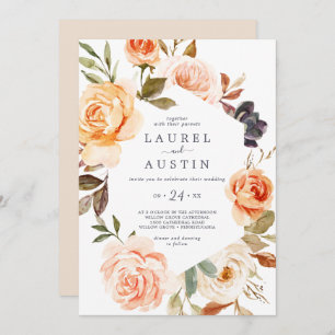 Rustic Earth Florals Lässige Hochzeit Einladung