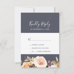 Rustic Earth Florals Lila einfache RSVP-Karte RSVP Karte
