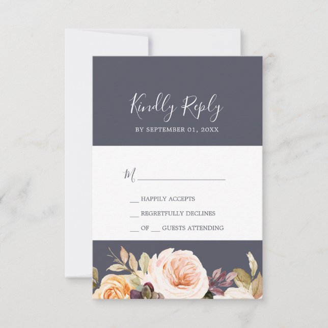Rustic Earth Florals | Lila einfache RSVP-Karte RSVP Karte (Vorderseite)