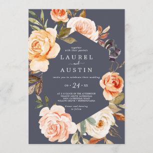 Rustic Earth Florals Lila Lässige Hochzeit Einladung