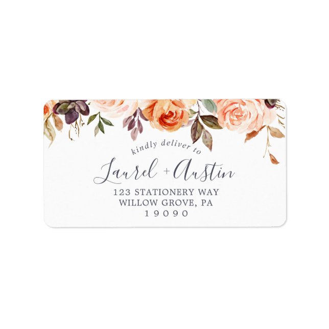 Rustic Earth Florals Mariage RSVP Étiquettes de ad (Devant)
