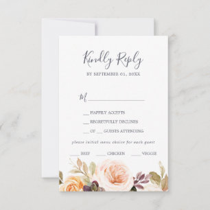 Rustic Earth Florals Menu Choix Carte RSVP