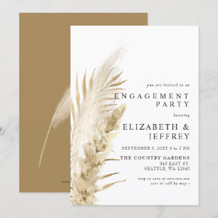 Rustic Earthy Boho Pampas Engagement Party Einladu Einladung