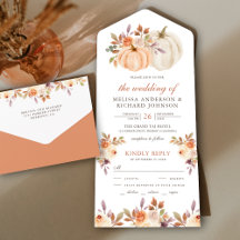 Rustic Earthy Dusty Peach Floral Pumpkin Wedding