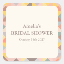 Rustic Earthy Geometric Custom Name Bridal Shower