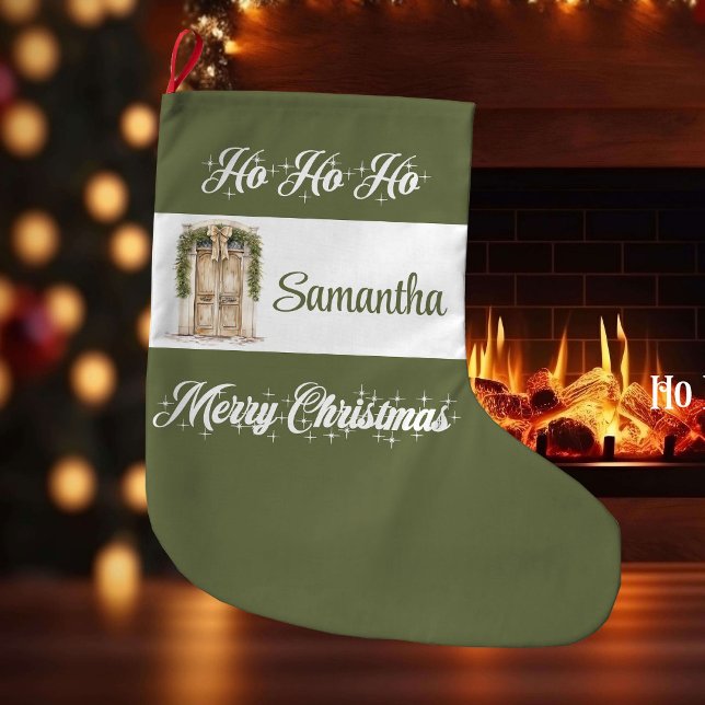 Rustic earthy Scandinavian personalized christmas  Großer Weihnachtsstrumpf (Rustic earthy Scandinavian personalized christmas stocking

)