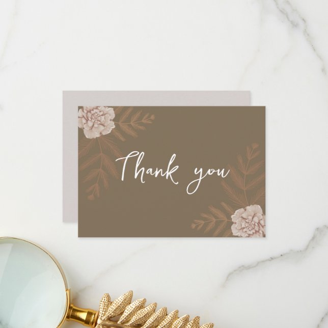 Rustic Elegance Floral Wedding Danke, Cards Dankeskarte (Vorderseite/Rückseite Beispiel)