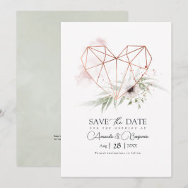 Rustic Elegance Geometric Heart QR Code Save The Date