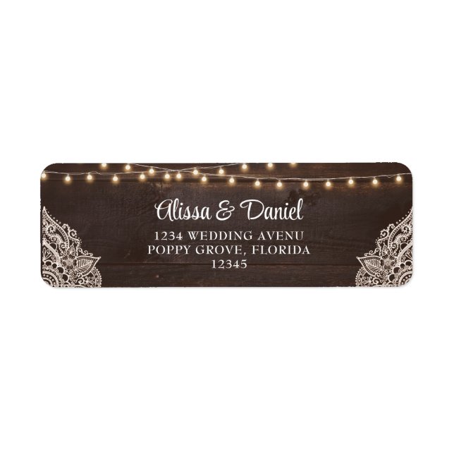 Rustic Elegance Wedding Return Address Label (Vorne)
