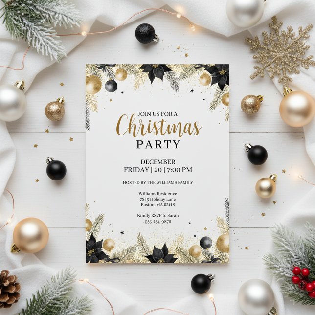 Rustic Elegant Christmas Wreath Invitation (Créateur téléchargé)