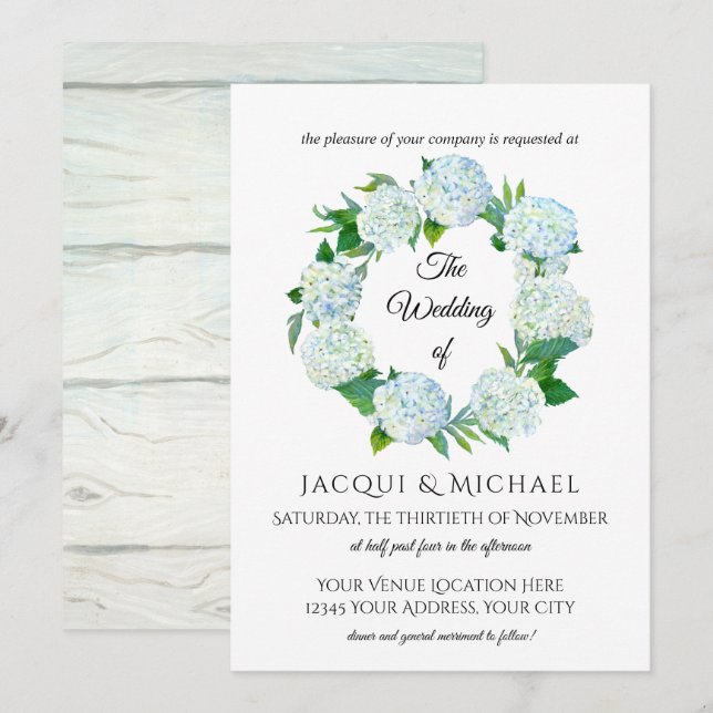 Rustic Elegant Hydrangea Blumenzeremonie Einladung (Vorne/Hinten)