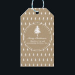Rustic Elegant Kraft Paper Corporate Christmas Geschenkanhänger<br><div class="desc">Dieses personalisierte Weihnachtsgeschenk-Tag bietet einen verwitterten Hintergrund aus Kraftpapier,  weiße Bäume und weiße Typografie.</div>