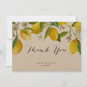 Rustic Elegant Lemon Fête des mariées Merci Cartes