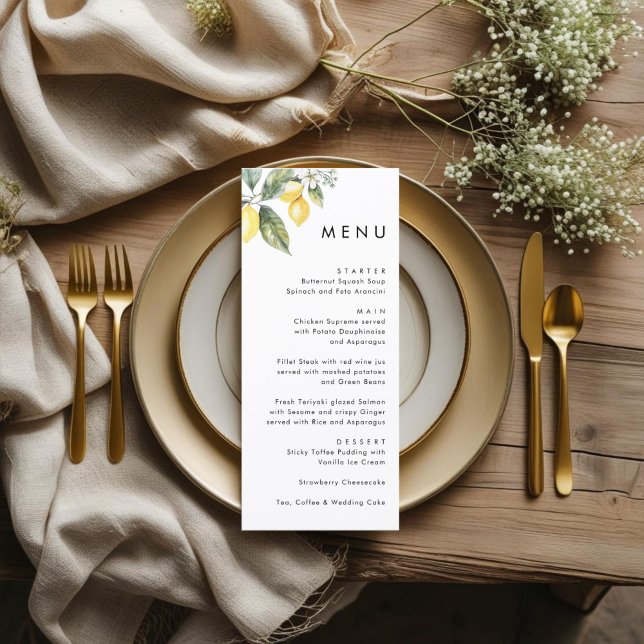 Rustic Elegant Minimal Lemon Garden Wedding  Menükarte (Von Creator hochgeladen)