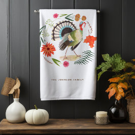 Rustic Elegant Turkey Thanksgiving Botanical  Handtuch