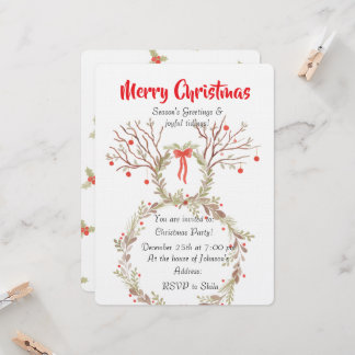 Rustic elegant watercolour Christmas invite cards Einladung