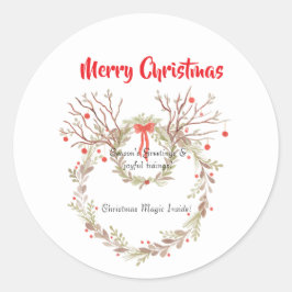 Rustic elegant watercolour Christmas Runder Aufkleber