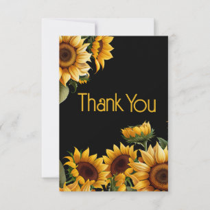 Rustic Elegante Sunflowers Black Birthday Vielen D Dankeskarte