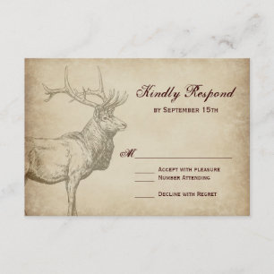 Rustic Elk Wildlife Antlers Mariage Cartes RSVP