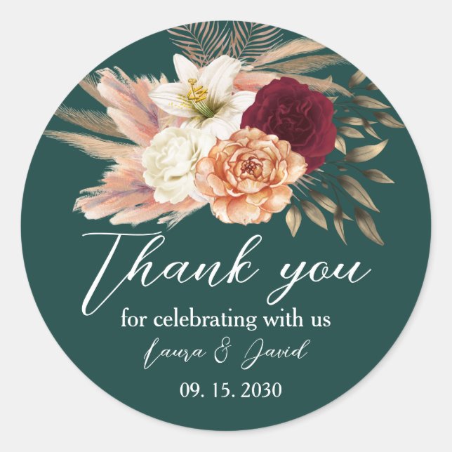 Rustic Emerald Wedding Vielen Dank, Ihr Sticker (Vorderseite)