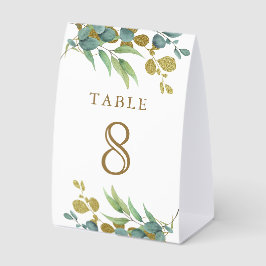 Rustic Eucalyptus Gold Branch Wedding Table Number Tischaufsteller