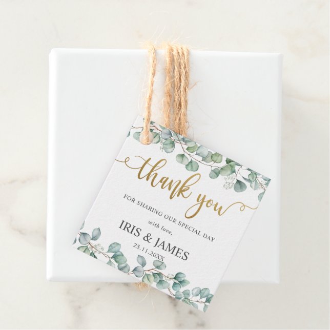 Rustic Eukalyptus Greenery Leafy Wedding Vielen Da Geschenkanhänger (Beispiel)