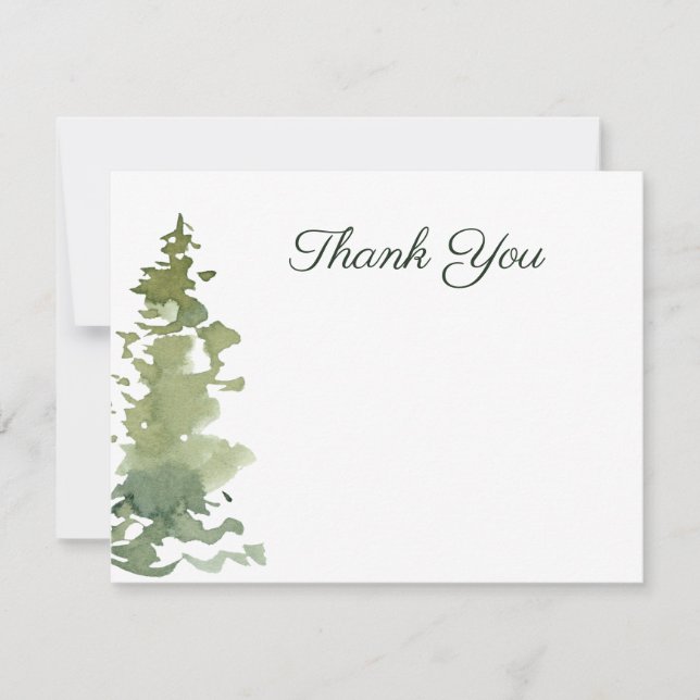 Rustic Evergreen Danke Note Card (Vorderseite)