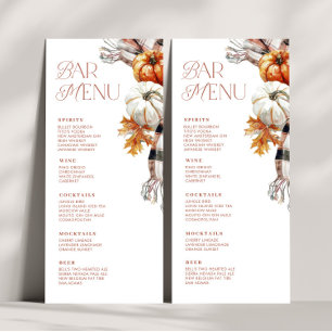 Rustic Fall 4x9 Bar Menu boisson