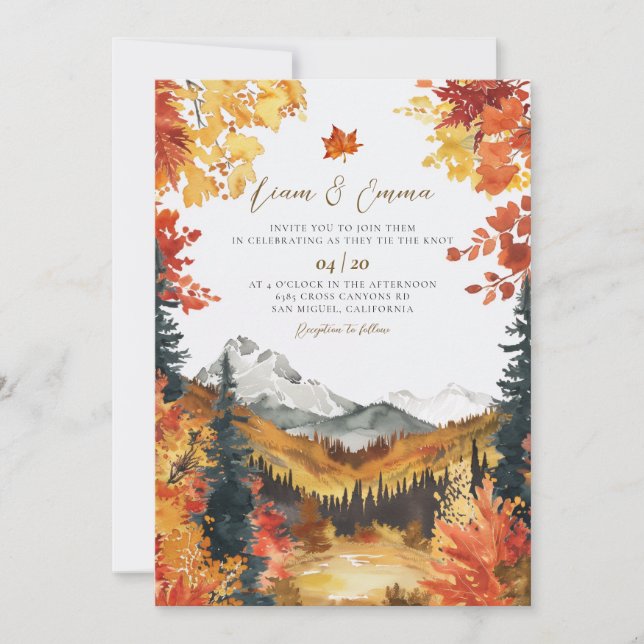Rustic Fall Autumn Landscape Wedding Invitation (Devant)