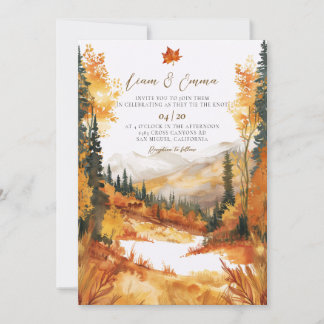 Rustic Fall Autumn Landscape Wedding Invitation Einladung