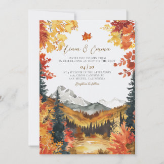 Rustic Fall Autumn Landscape Wedding Invitation Einladung