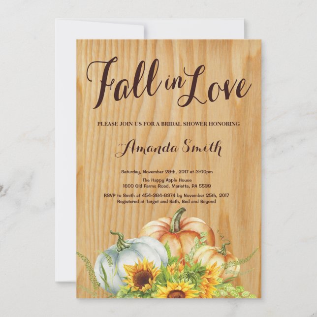 Rustic Fall Bridal Dusche Einladung (Vorderseite)