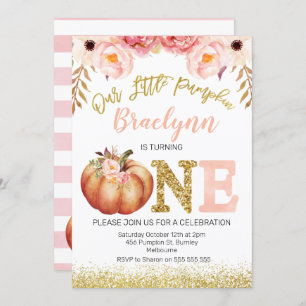 Rustic Fall Citrouille 1er Birthday Invitation