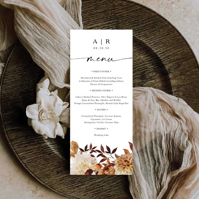 Rustic Fall Feuilles Mariage plat menu (Créateur téléchargé)