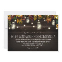 Rustic Fall Firefly Mason Jar Hochzeitseinladungen