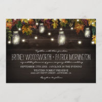 Rustic Fall Firefly Mason Jar Hochzeitseinladungen