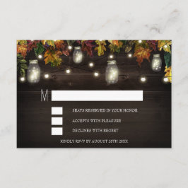 Rustic Fall Firefly Mason Jar Wedding RSVP Cards Karte