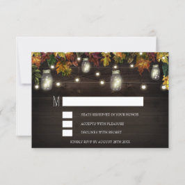 Rustic Fall Firefly Mason Jar Wedding RSVP Cards Karte